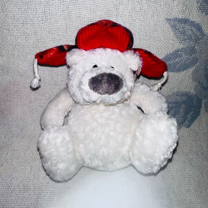 NOS Gund Yuri Teddy Bear Plush Red Plaid Earflap Cap 7 Inch